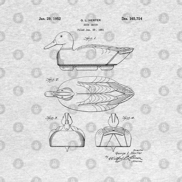 Duck Decoy Patent - Hunter Outdoorsman Art - White by patentpress